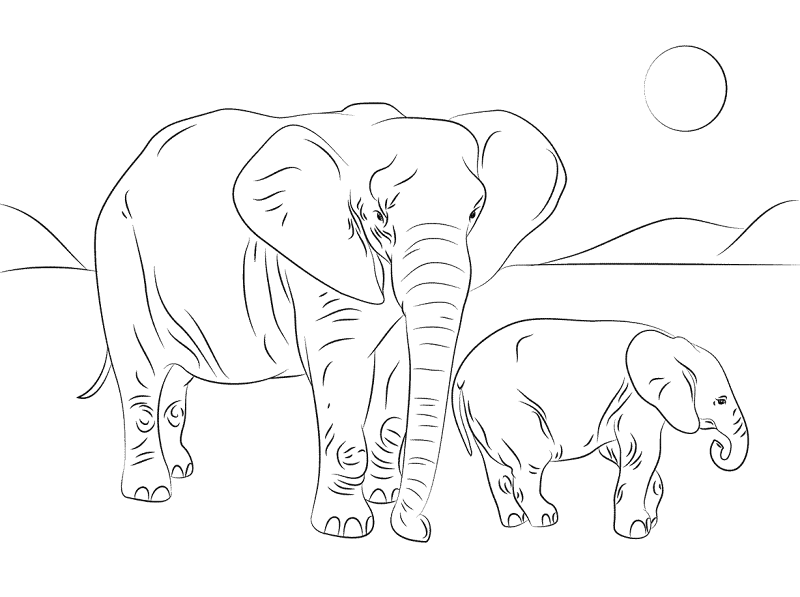 African Elephant Family Coloring Pages Md Coloring Page — Free Printable — free printable coloring page