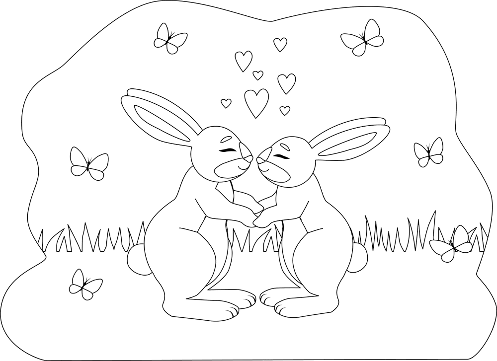 Animals In Love Rabbits Coloring Page Md Coloring Page — Free Printable — free printable coloring page