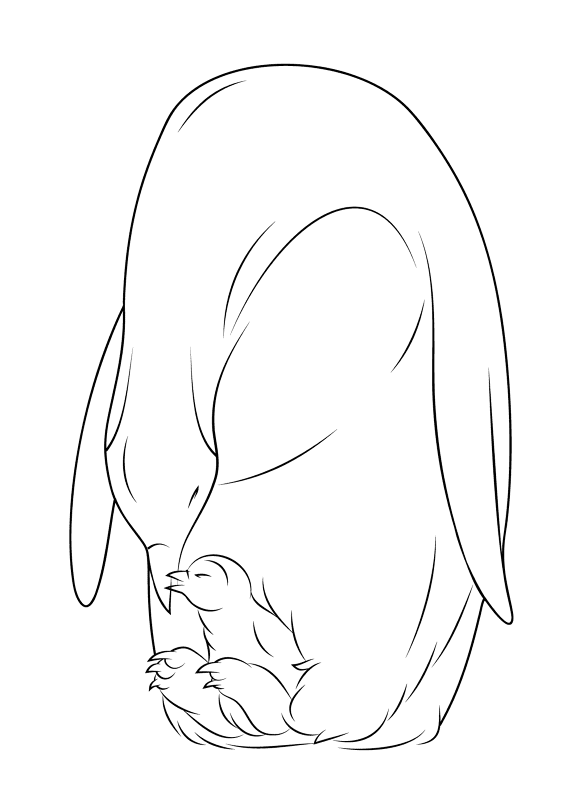 Baby Penguin With Mother Coloring Page Md Coloring Page — Free Printable — free printable coloring page