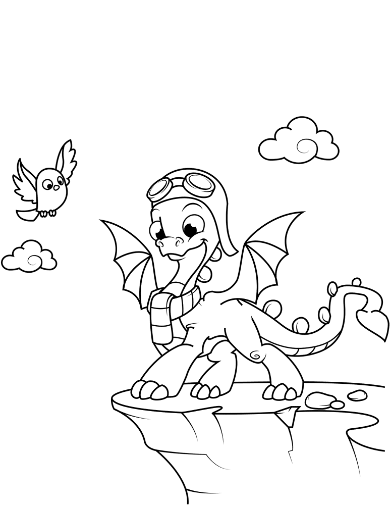 Cute Dragon Wearing Aviators Hat And Goggles Coloring Page Md Coloring Page — Free Printable — free printable coloring page