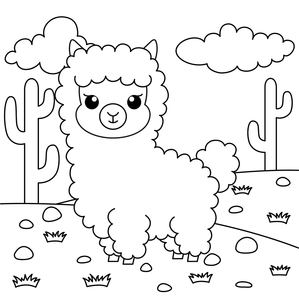 Cute Lama 2 Coloring Page Md Coloring Page — Free Printable — free printable coloring page