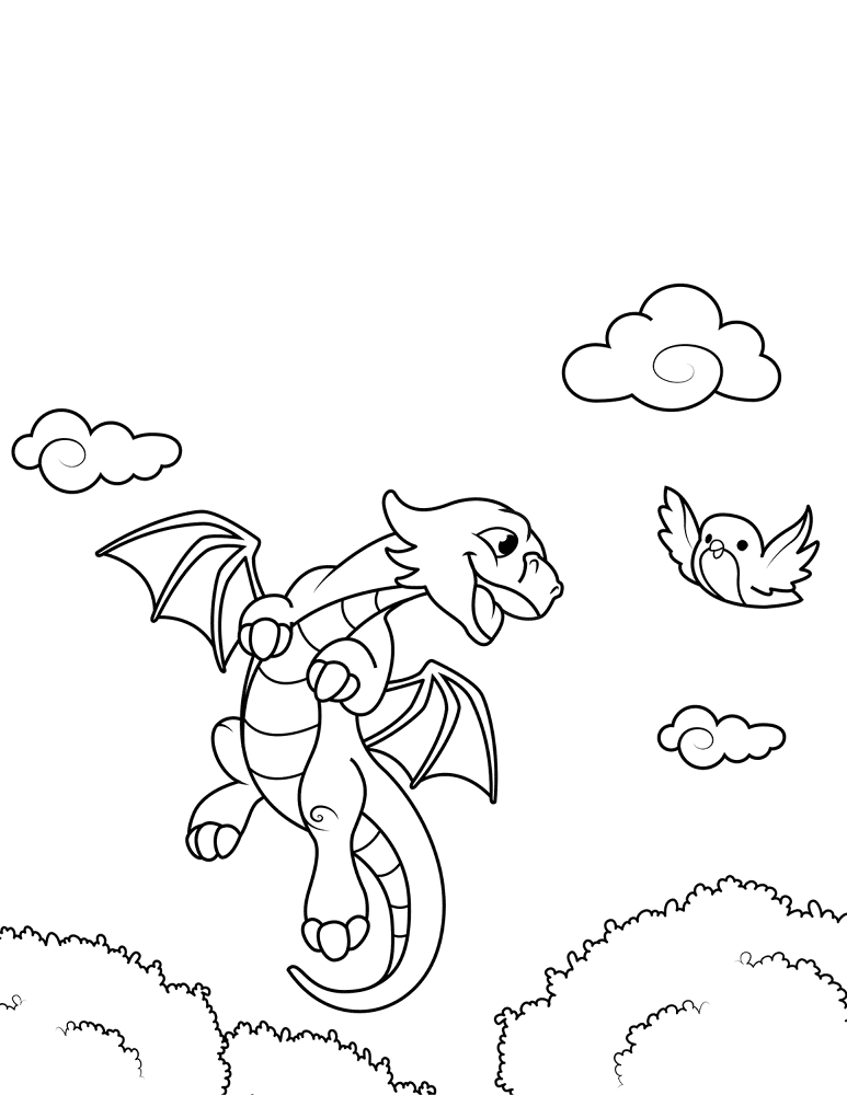 Dragon And Bird Coloring Page Md Coloring Page — Free Printable — free printable coloring page