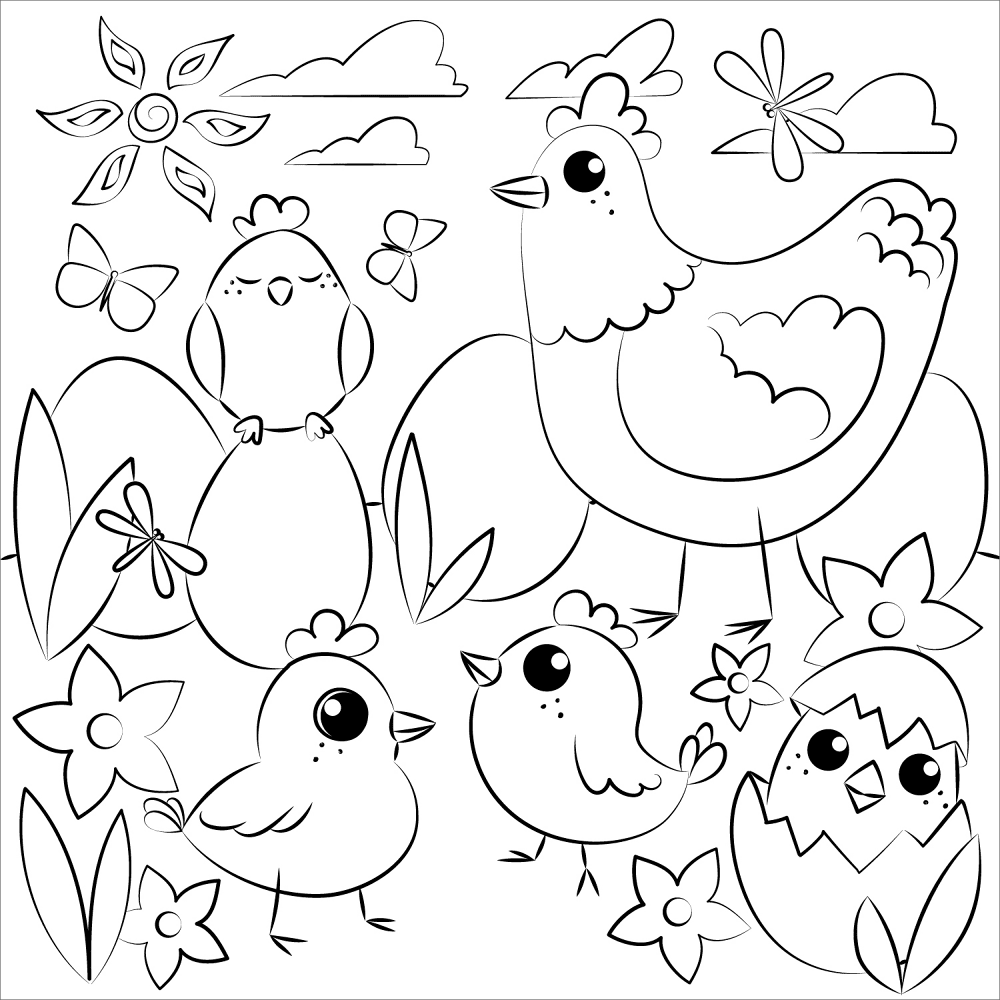 Easter Chickens Coloring Page Md Coloring Page — Free Printable — free printable coloring page