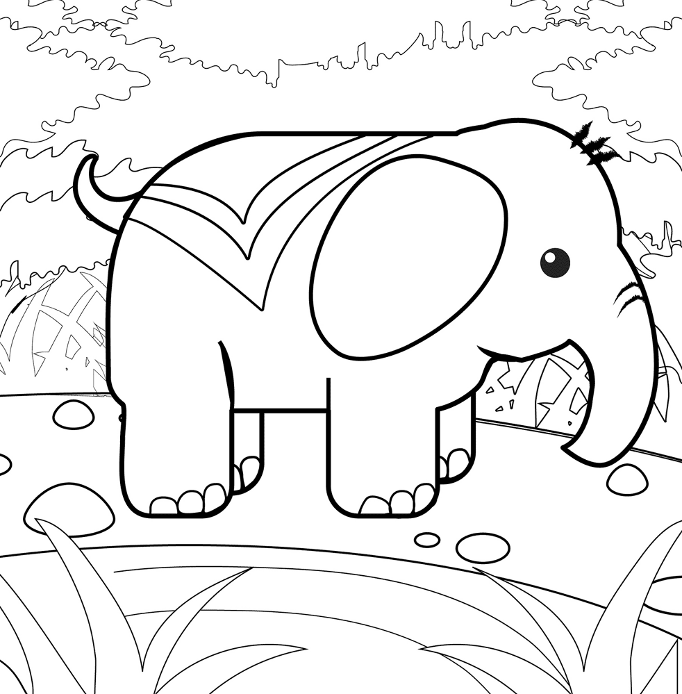 Elephant 2 Coloring Page Md Coloring Page — Free Printable — free printable coloring page