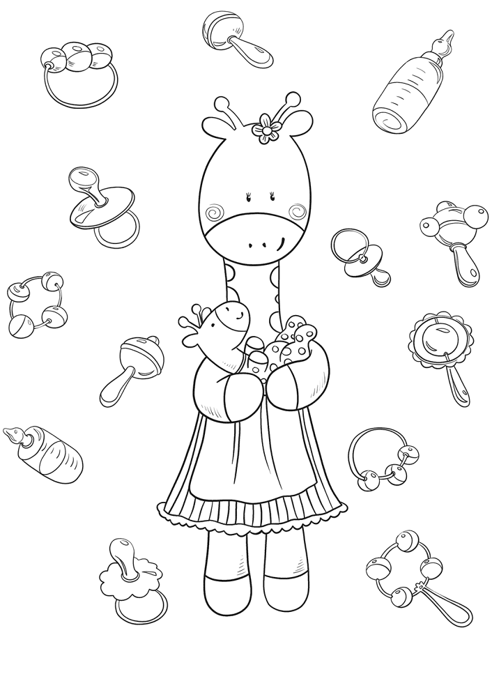 Giraffe Mom With Baby Giraffe Coloring Page Md Coloring Page — Free Printable — free printable coloring page