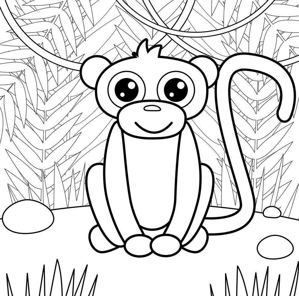 Monkey 2 Coloring Page Md Coloring Page — Free Printable — free printable coloring page