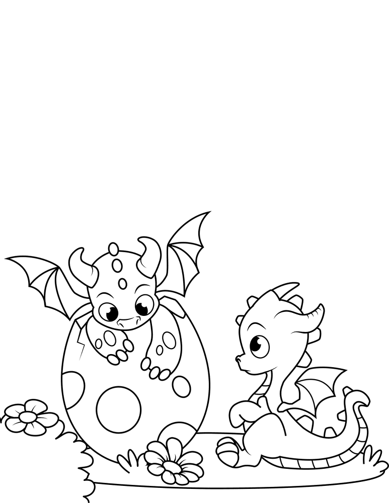 Newly Hatched Dragons Coloring Page Md Coloring Page — Free Printable — free printable coloring page