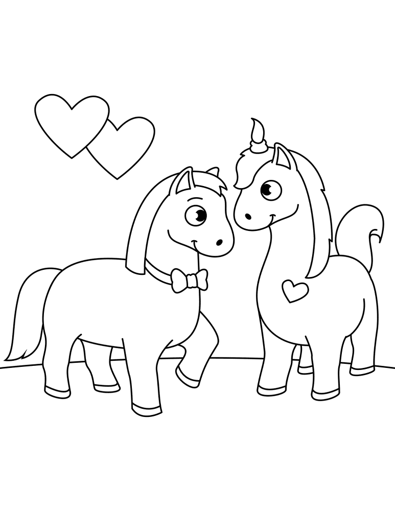 Two Horses In Love Coloring Page Md Coloring Page — Free Printable — free printable coloring page