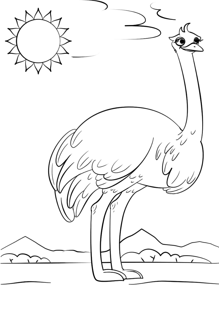 Cartoon Ostrich Coloring Page Md Coloring Page — Free Printable — free printable coloring page