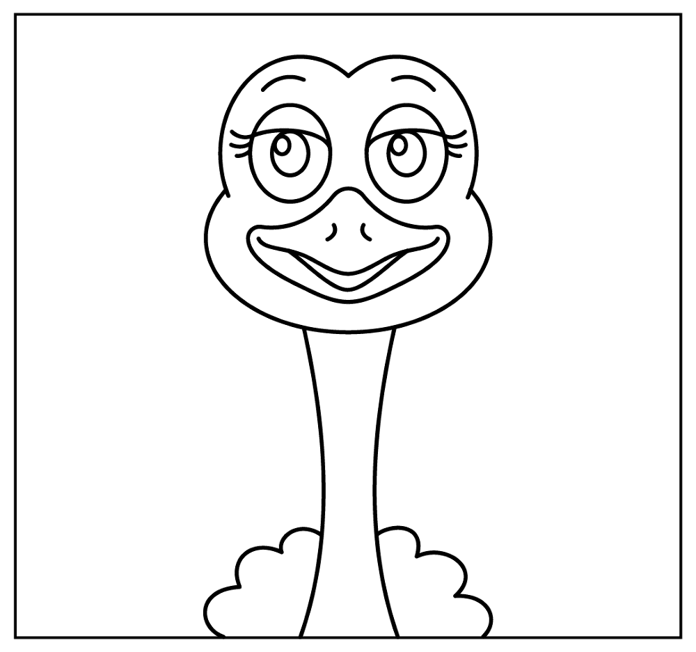 Cartoon Ostrich Selfie Coloring Page Md Coloring Page — Free Printable — free printable coloring page