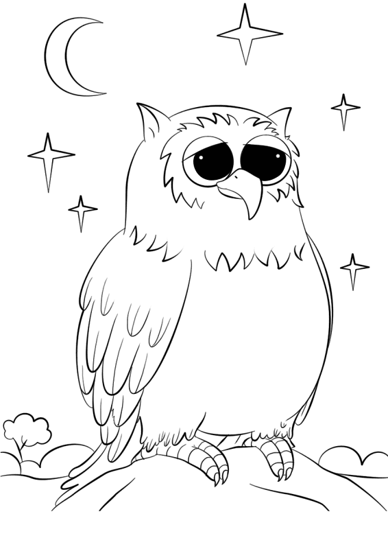 Cute Cartoon Owl Coloring Page Md Coloring Page — Free Printable — free printable coloring page