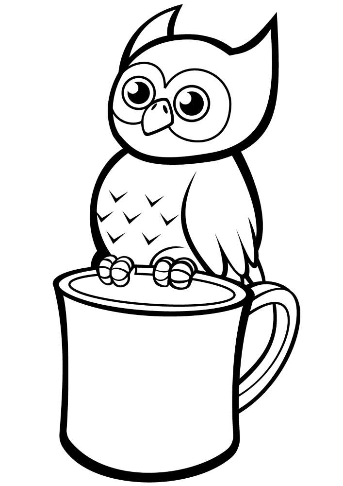 Cute Owl On A Mug Coloring Page Md Coloring Page — Free Printable — free printable coloring page