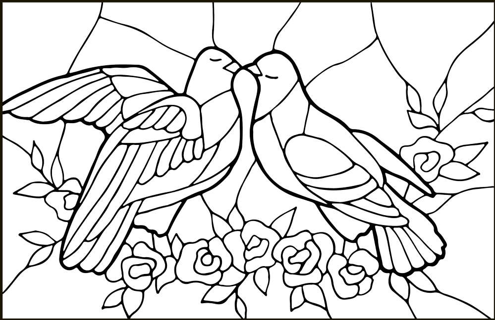 Doves Stained Glass Coloring Page Md Coloring Page — Free Printable — free printable coloring page