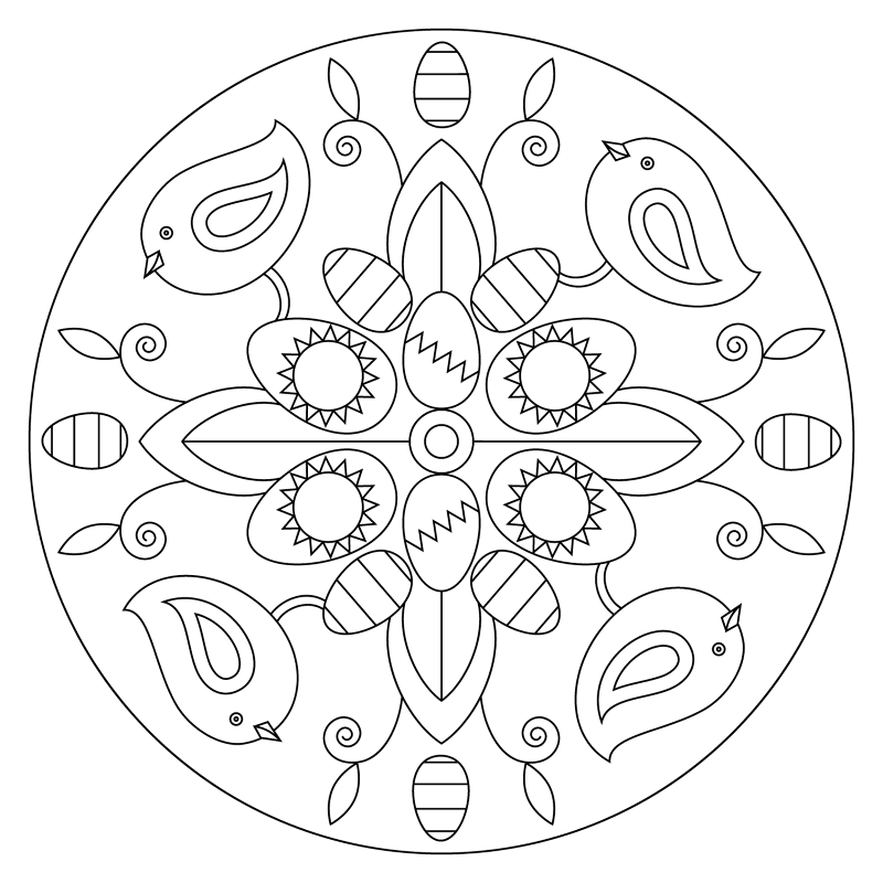 Easter Mandala With Birds And Eggs Coloring Page Md Coloring Page — Free Printable — free printable coloring page