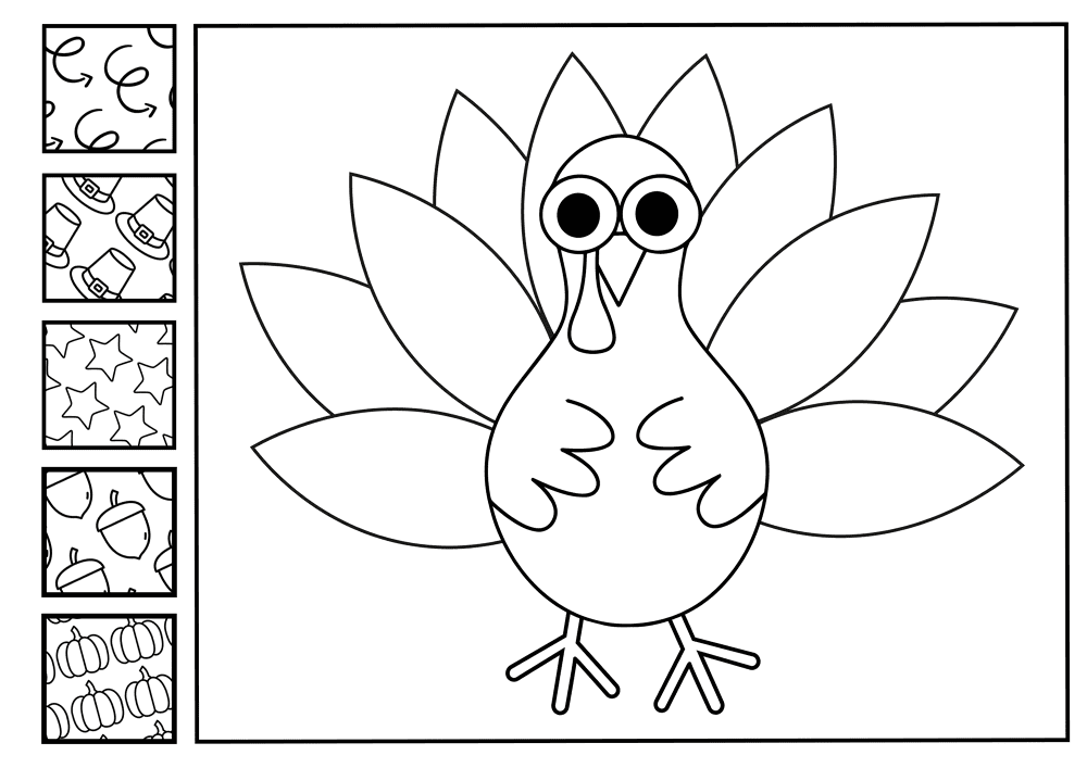 Fill Thanksgiving Turkey With Patterns Coloring Page Md Coloring Page — Free Printable — free printable coloring page