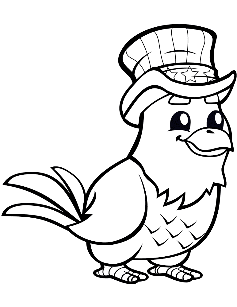 Funny Eagle With Top Hat Coloring Page Md Coloring Page — Free Printable — free printable coloring page