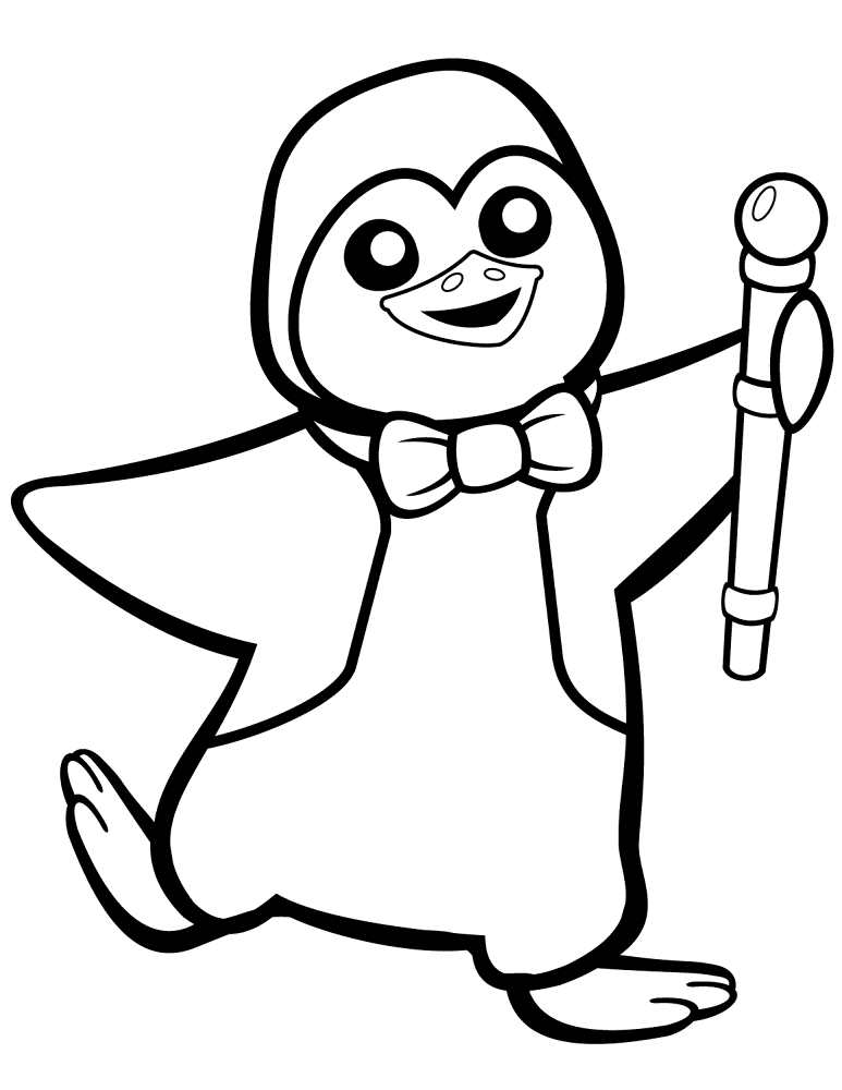 Funny Penguin With Bow Tie Coloring Page Md Coloring Page — Free Printable — free printable coloring page