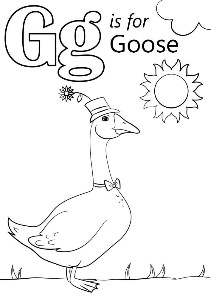 Letter G Is For Goose Coloring Page Md Coloring Page — Free Printable — free printable coloring page