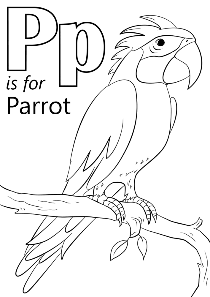 Letter P Is For Parrot Coloring Page Md Coloring Page — Free Printable — free printable coloring page