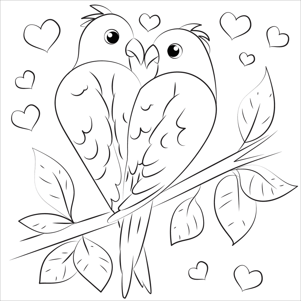 Love Birds Coloring Page Md Coloring Page — Free Printable — free printable coloring page