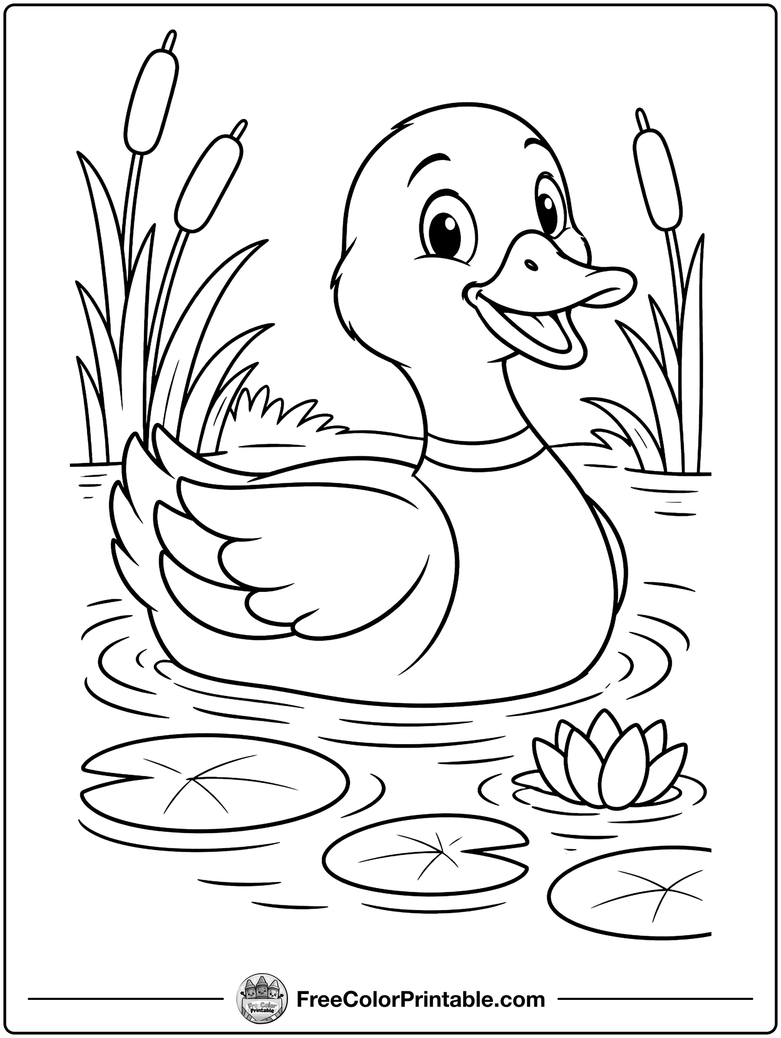 Mallard Duck on the Lake Coloring Page — free color printable