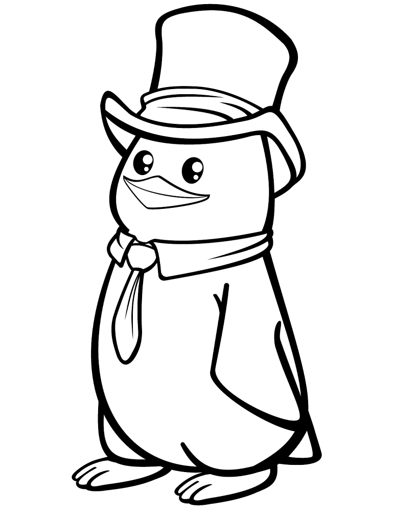 Polar Penguin With A Top Hat Coloring Page Md Coloring Page — Free Printable — free printable coloring page