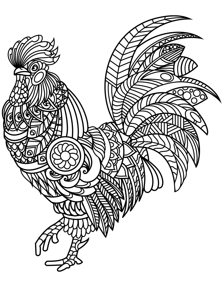 Rooster Zentangle Coloring Page Md Coloring Page — Free Printable — free printable coloring page