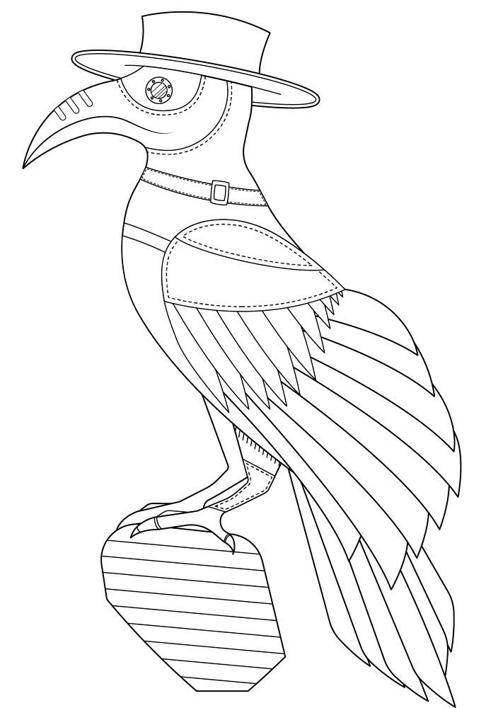 Steampunk Raven Coloring Page Md Coloring Page — Free Printable — free printable coloring page