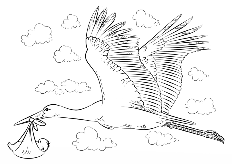 Stork With Baby Coloring Page Md Coloring Page — Free Printable — free printable coloring page