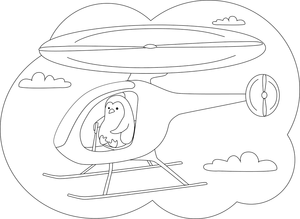 Transport Penguin And Helicopter Coloring Page Md Coloring Page — Free Printable — free printable coloring page