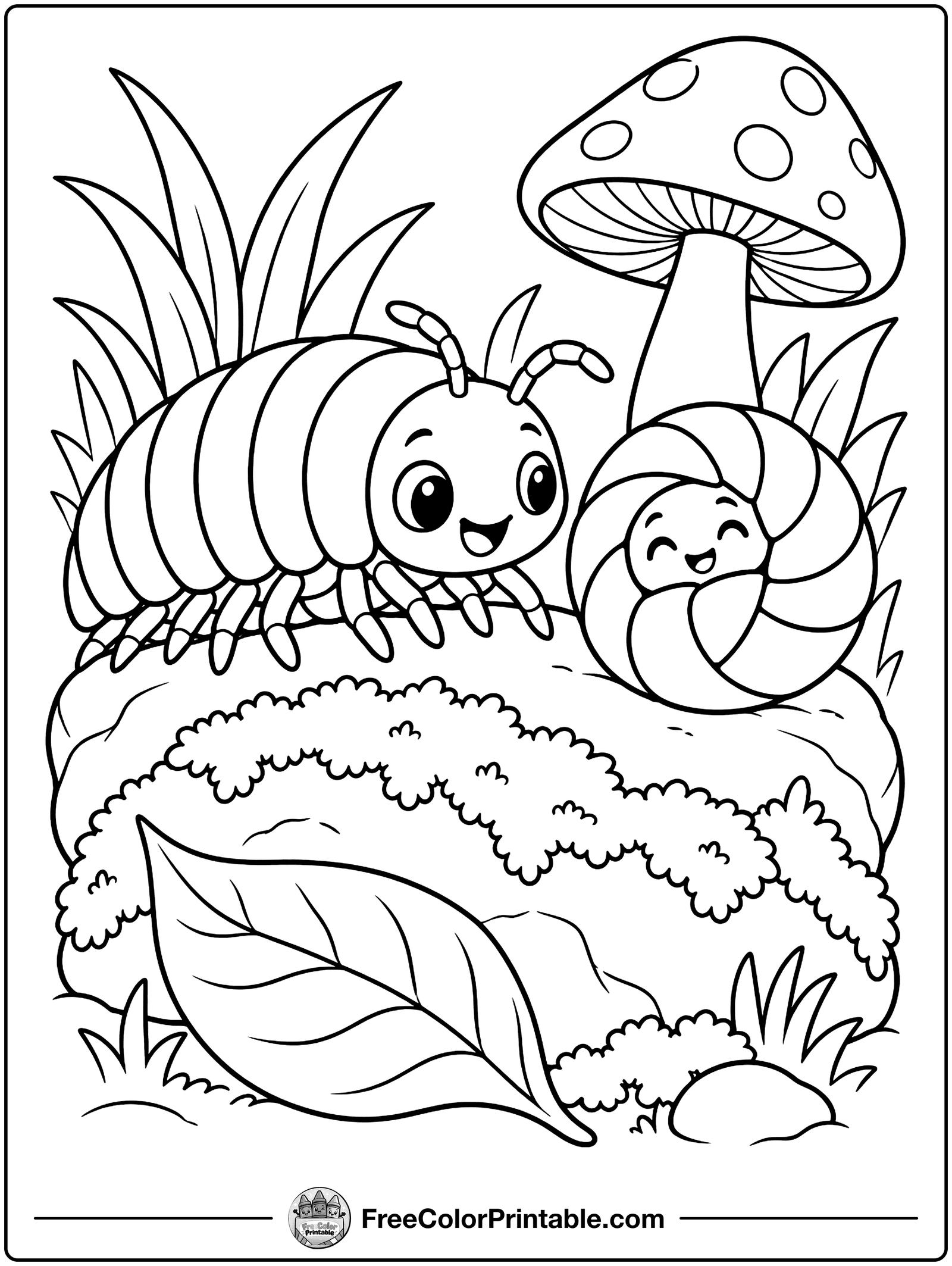 Roly-Poly Pill Bug Coloring Page — free color printable