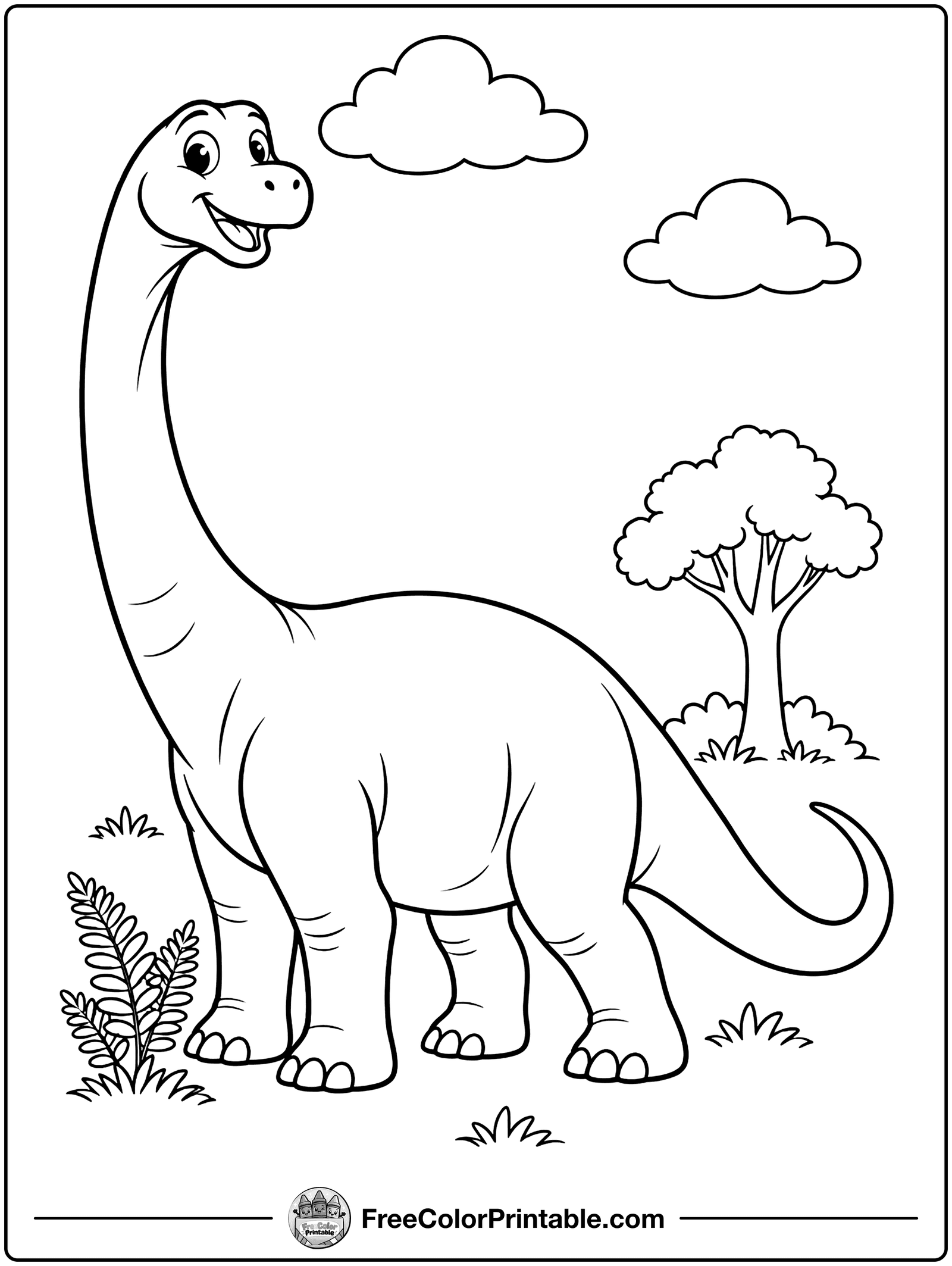 Apatosaurus Standing Tall Coloring Page — free color printable