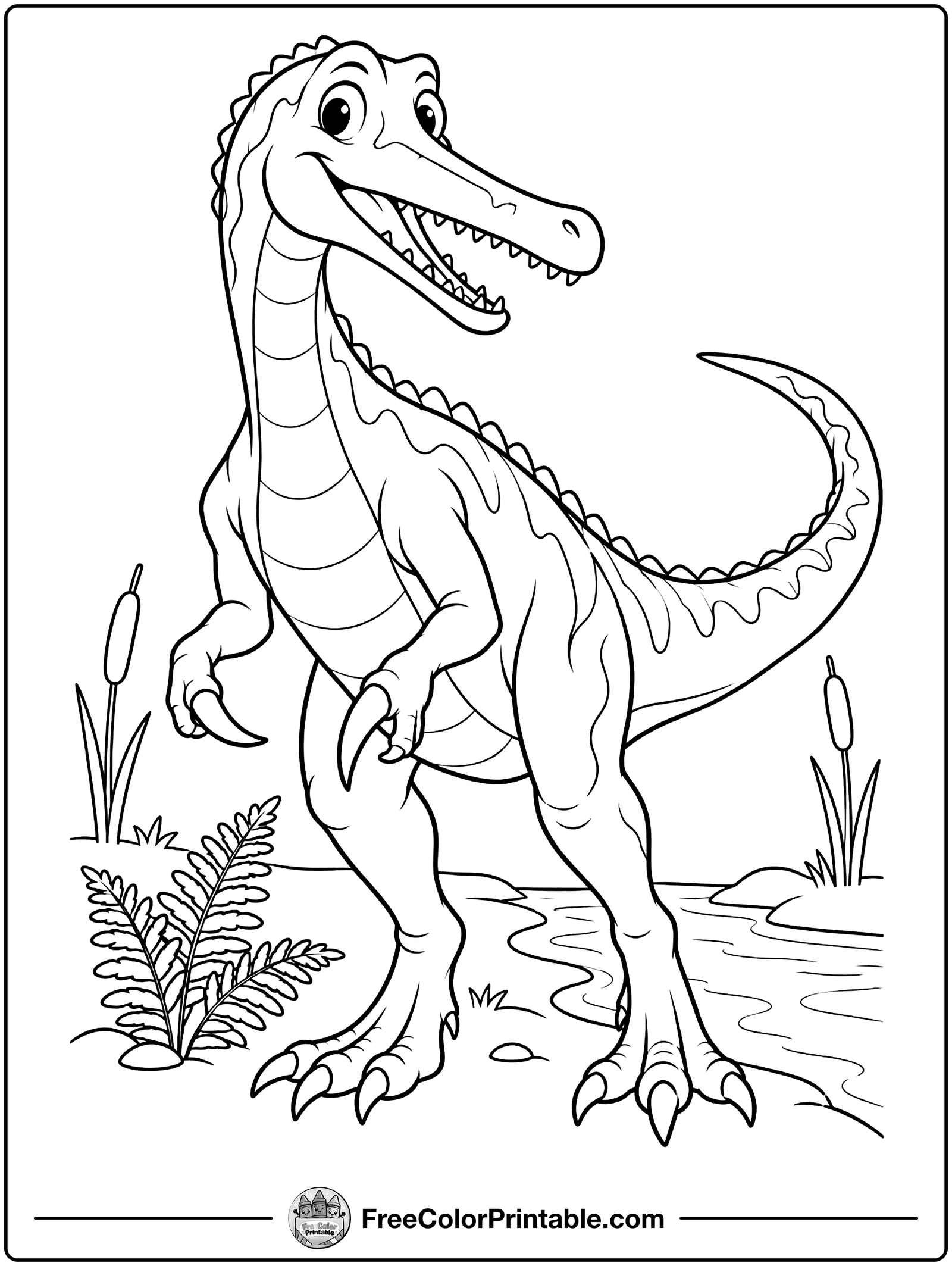 Baryonyx with a Long Snout Coloring Page — free color printable