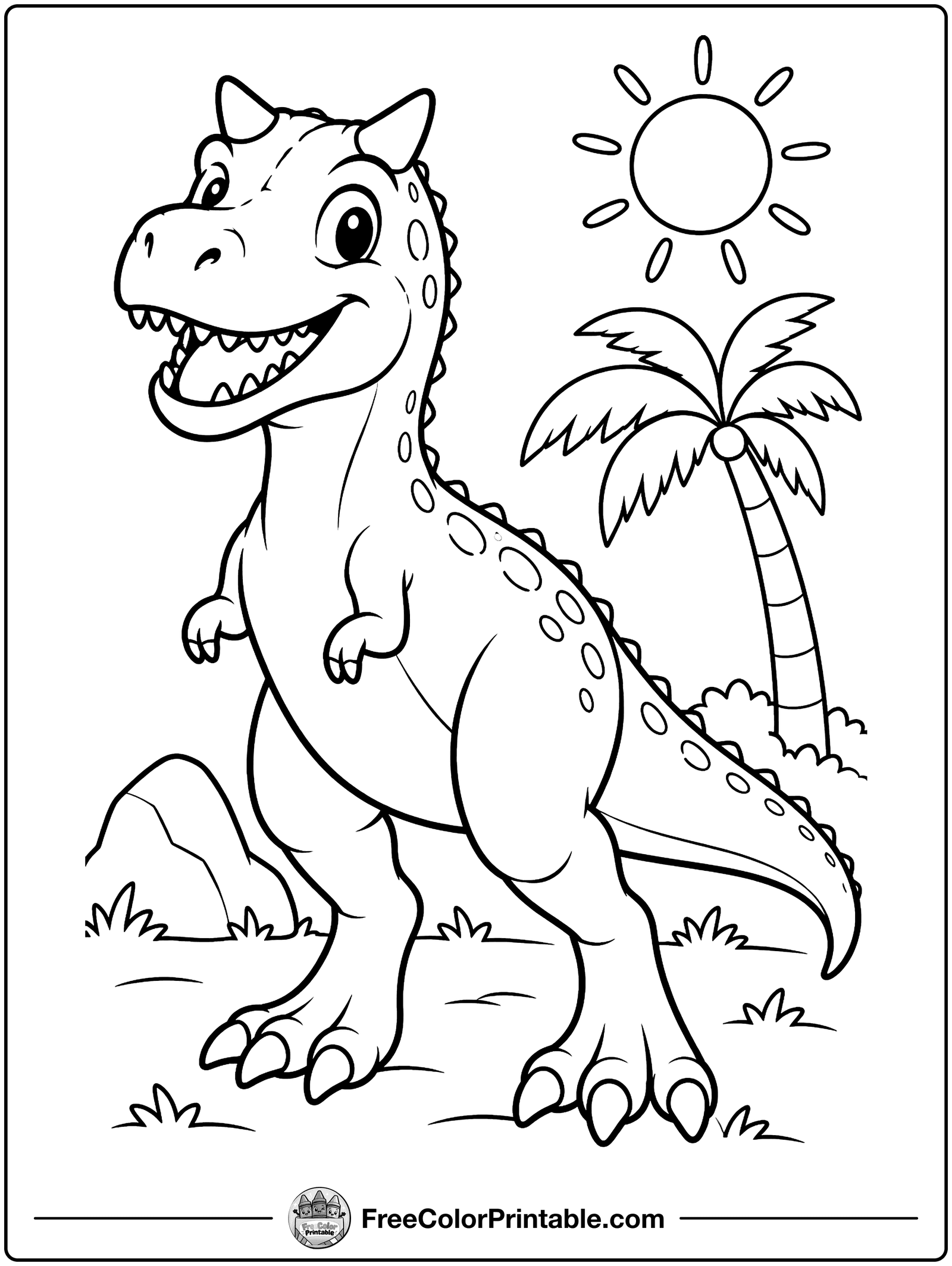 Carnotaurus with Tiny Horns Coloring Page — free color printable