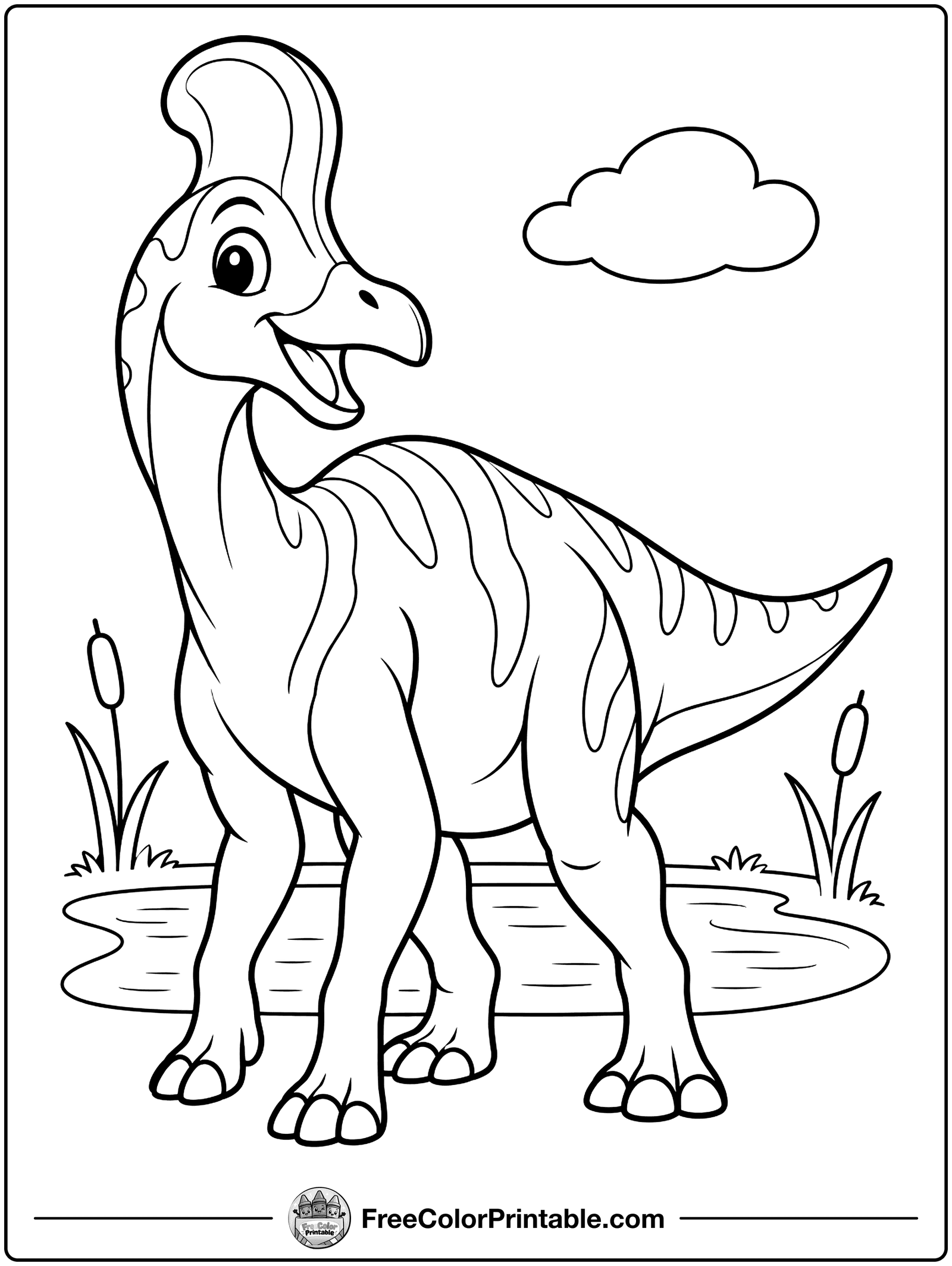 Corythosaurus with Helmet Crest Coloring Page — free color printable