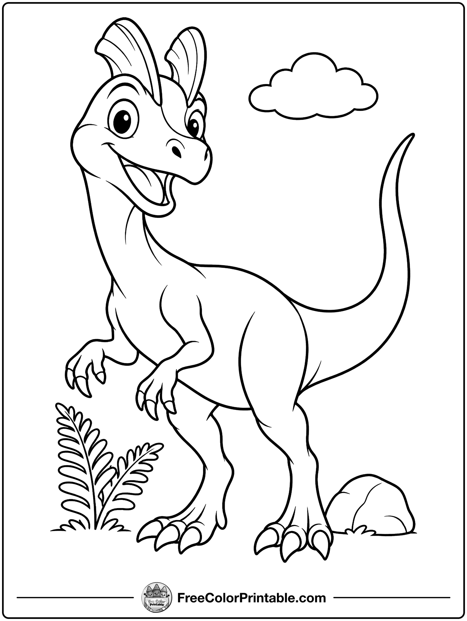 Dilophosaurus with Twin Crests Coloring Page — free color printable