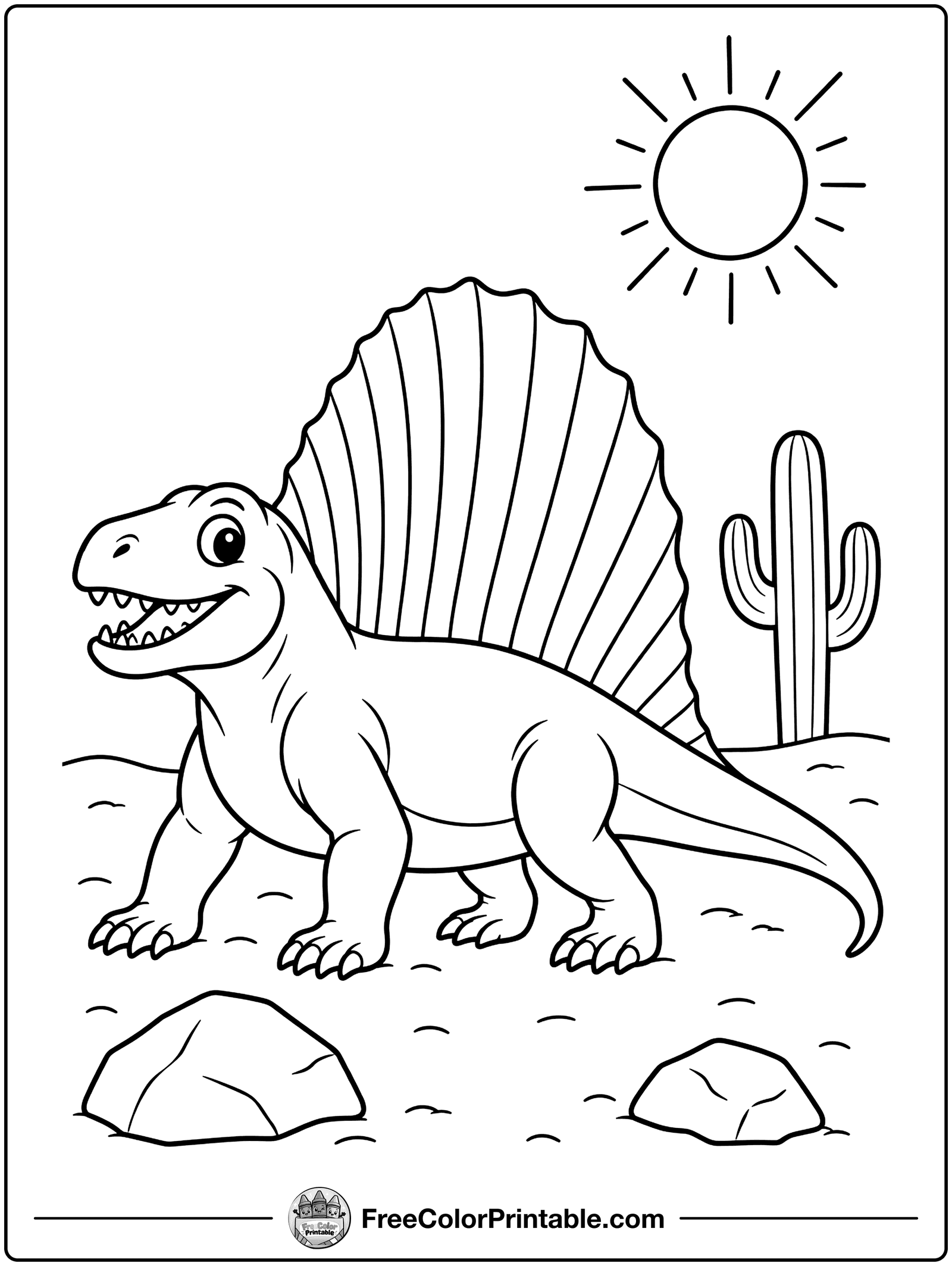Dimetrodon with a Big Sail Coloring Page — free color printable