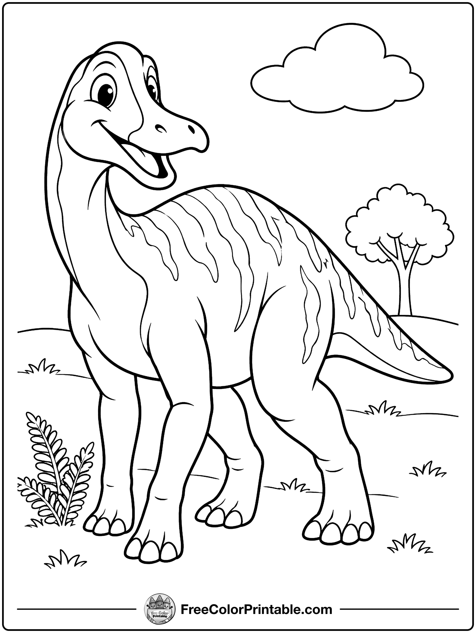 Duck-Billed Edmontosaurus Coloring Page — free color printable