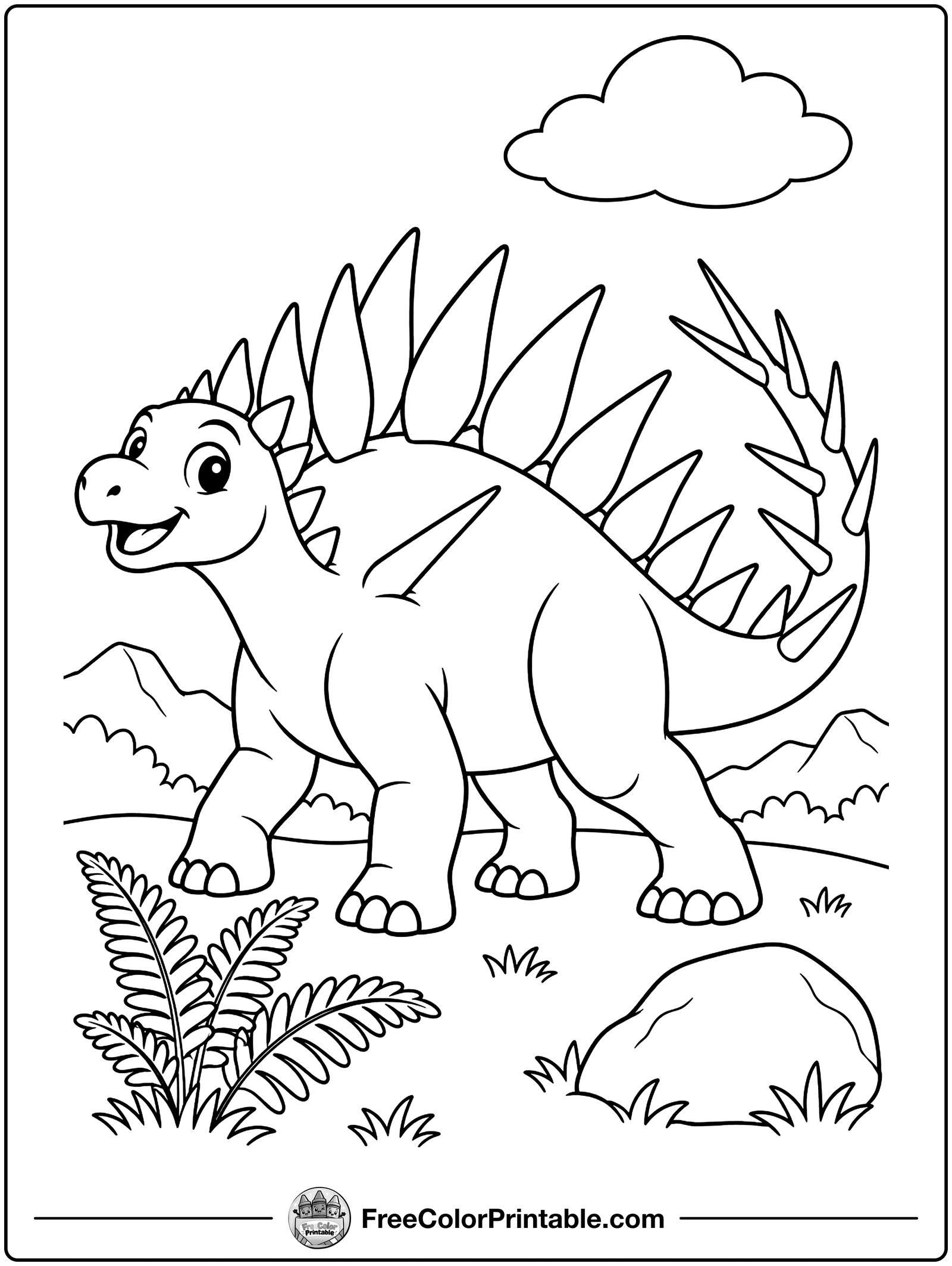 Kentrosaurus with Spiky Tail Coloring Page — free color printable