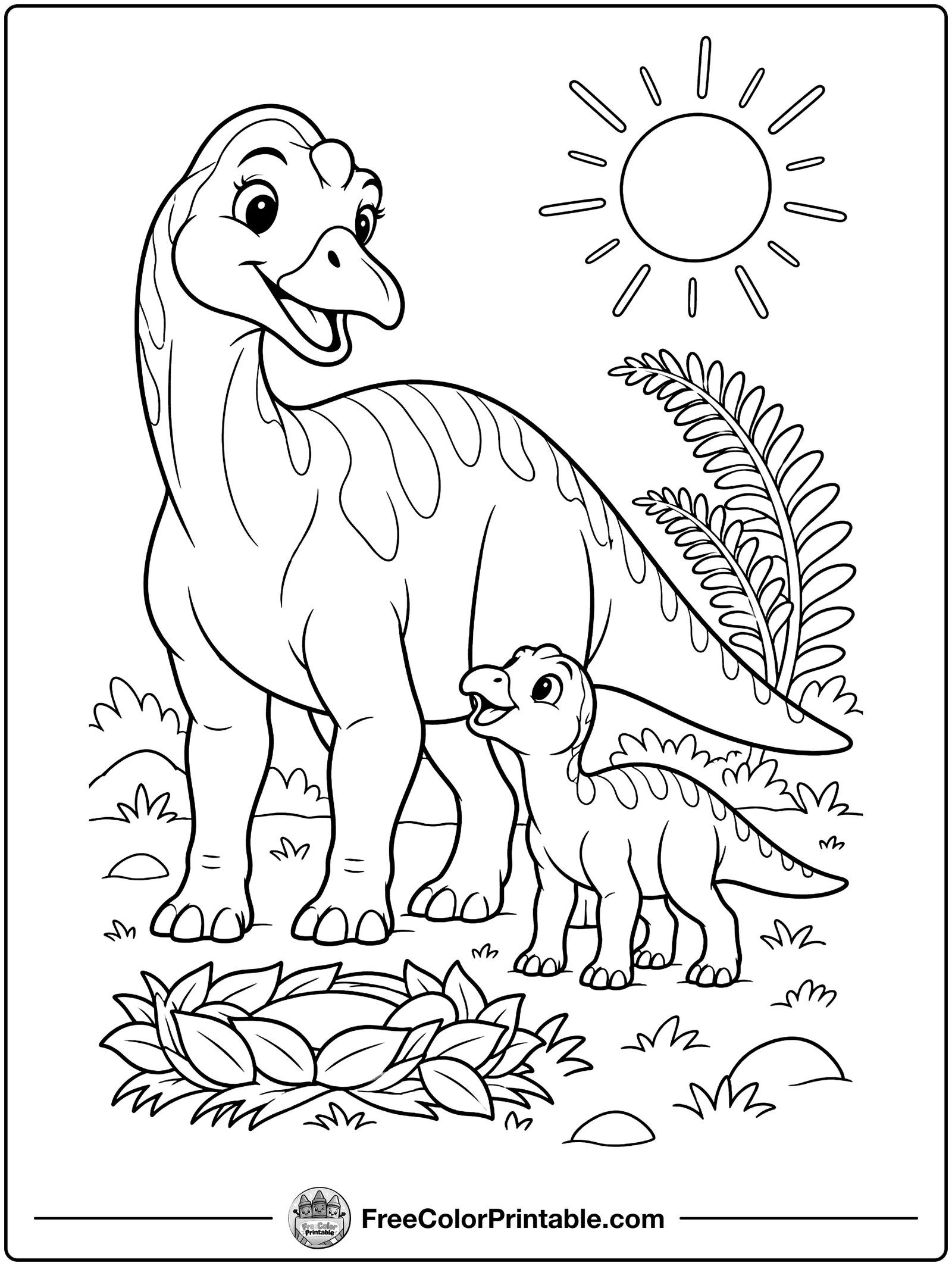Maiasaura the Good Mother Lizard Coloring Page — free color printable