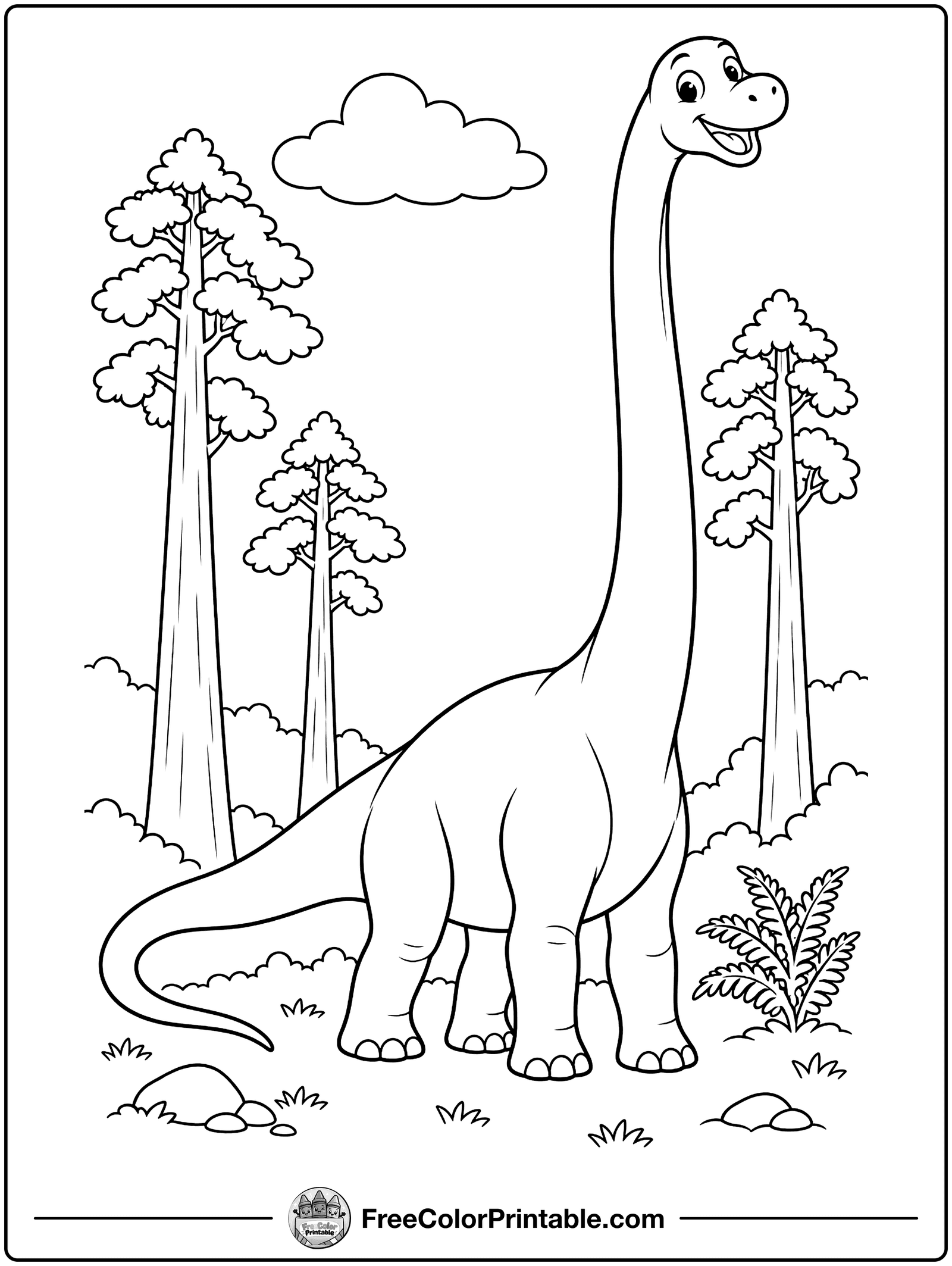 Mamenchisaurus with Super Long Neck Coloring Page — free color printable
