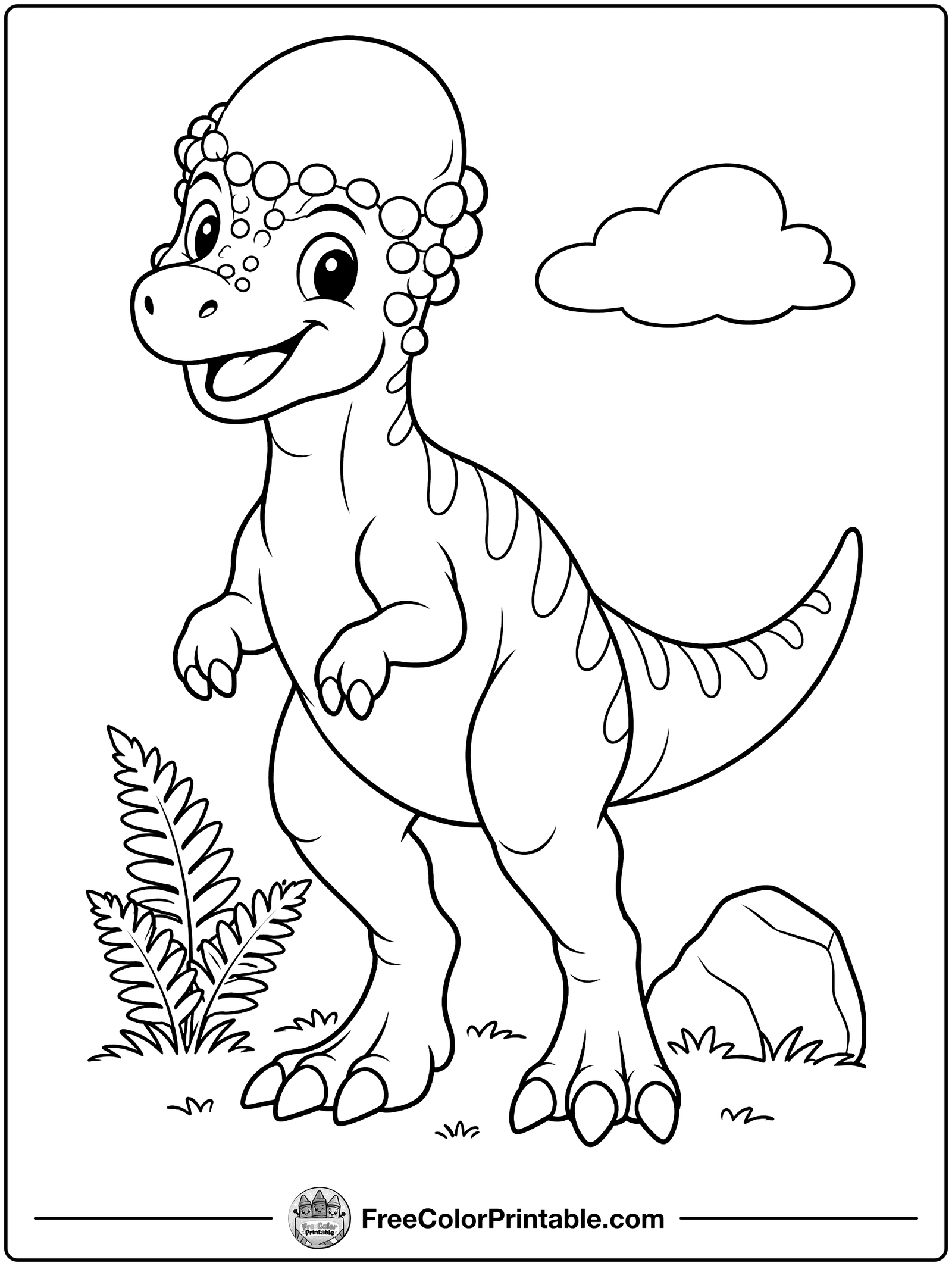 Pachycephalosaurus Dome Head Coloring Page — free color printable