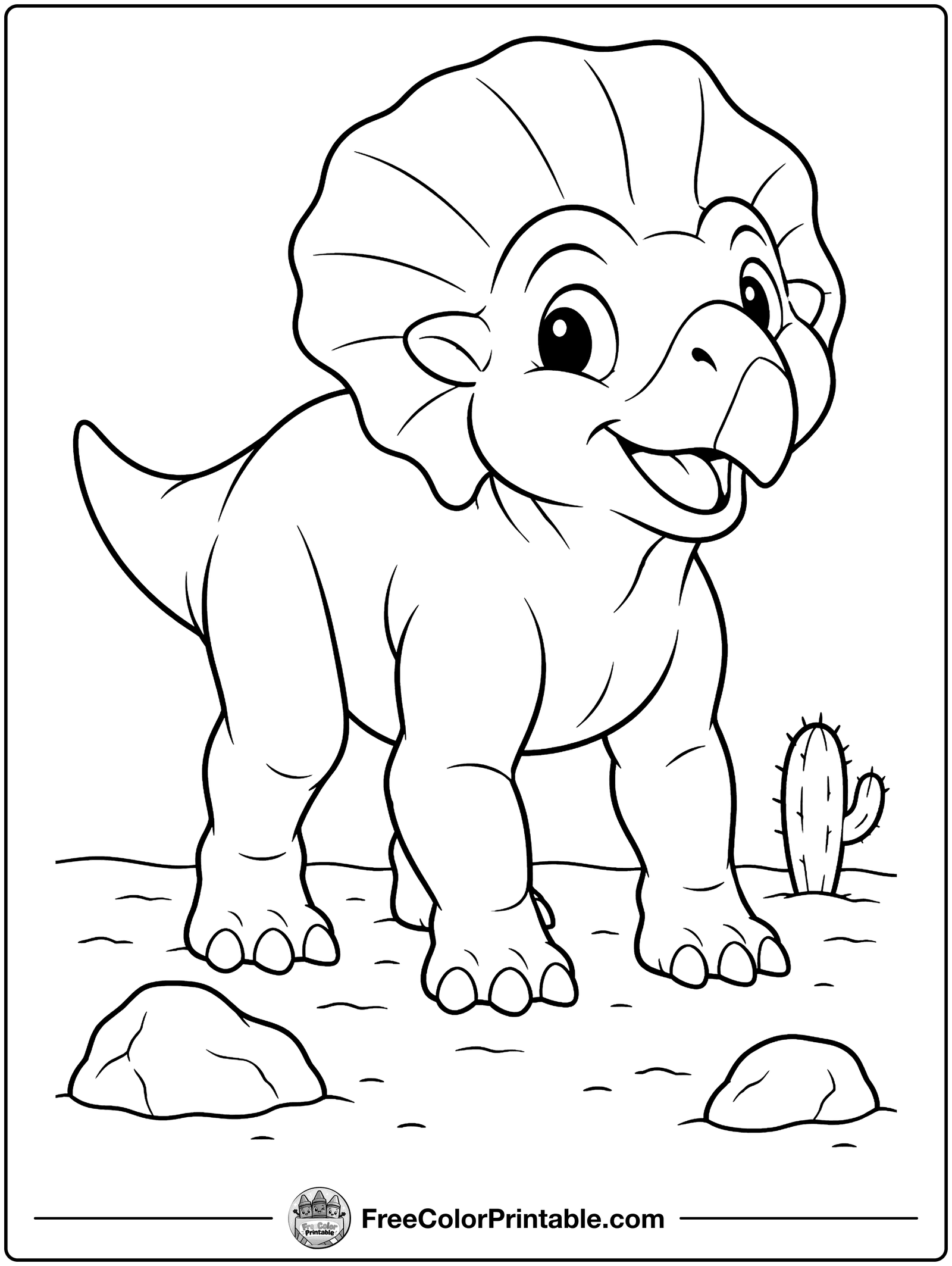 Protoceratops with a Frill Coloring Page — free color printable
