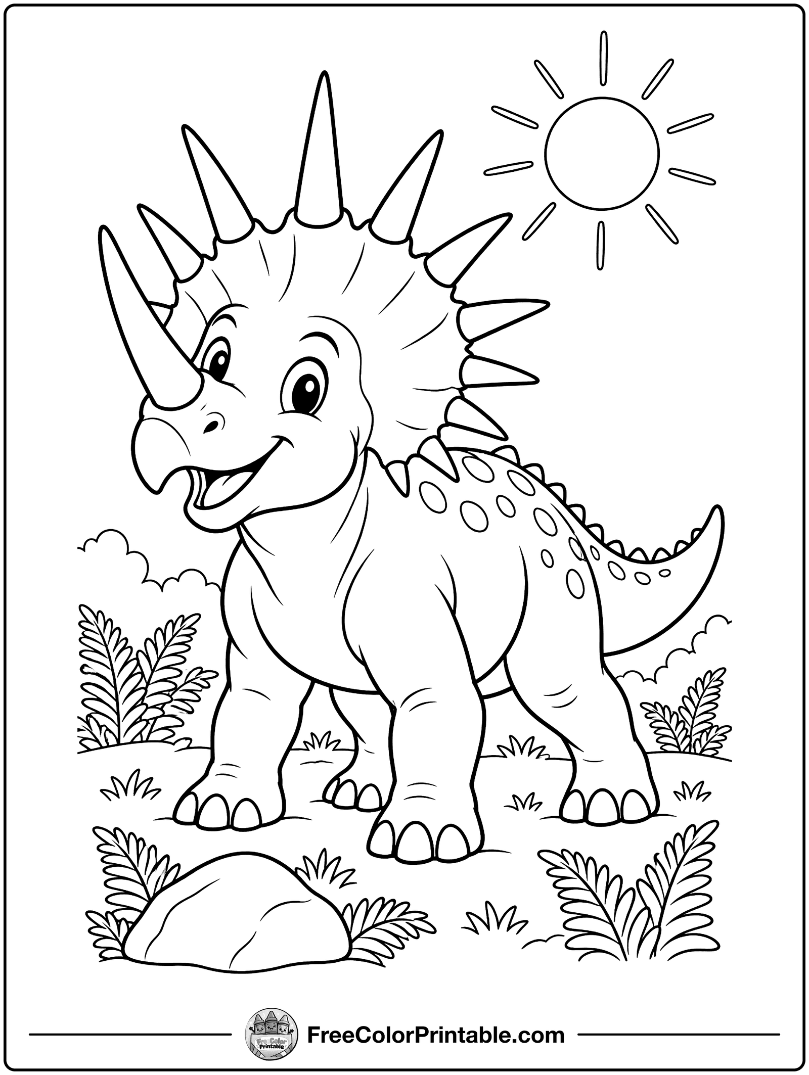 Styracosaurus with Spiky Frill Coloring Page — free color printable