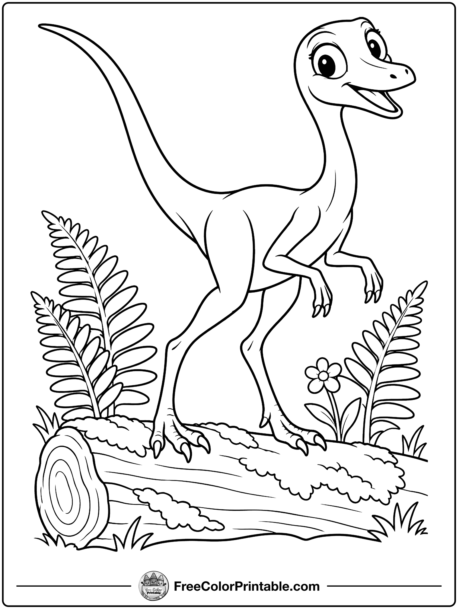 Tiny Compsognathus Coloring Page — free color printable