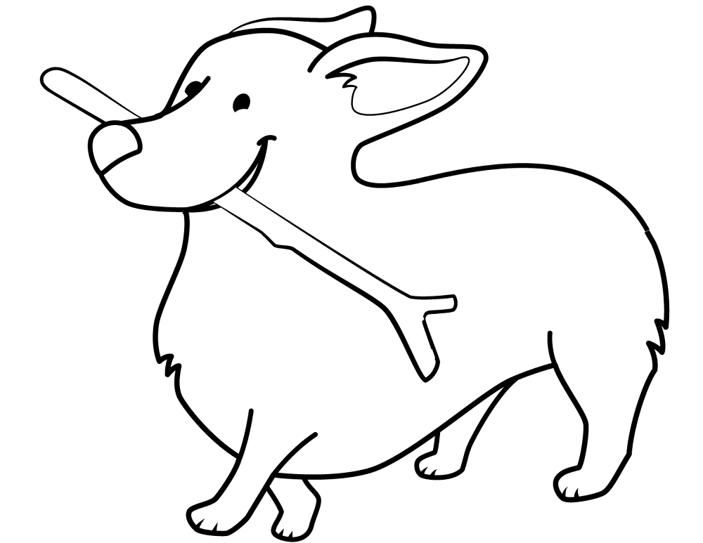 Funny Corgi Holding Stick Coloring Page Md Coloring Page — Free Printable — free printable coloring page