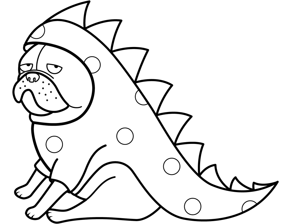 Funny Pug In Dragon Costume Coloring Page Md Coloring Page — Free Printable — free printable coloring page