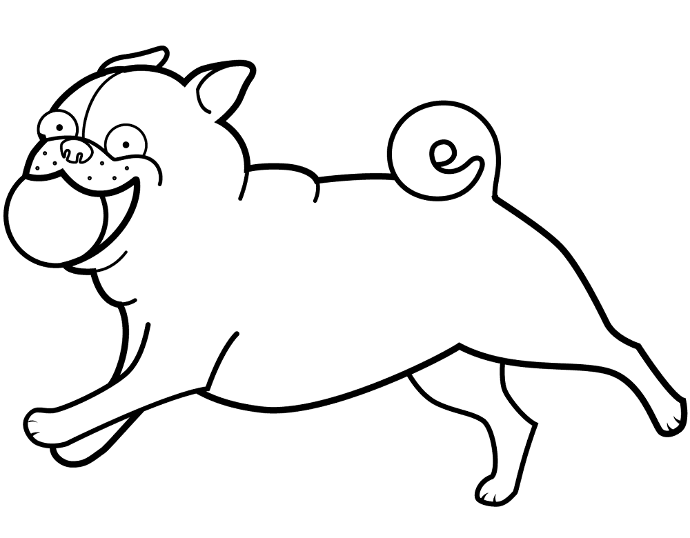 Funny Pug Playing Ball Coloring Page Md Coloring Page — Free Printable — free printable coloring page