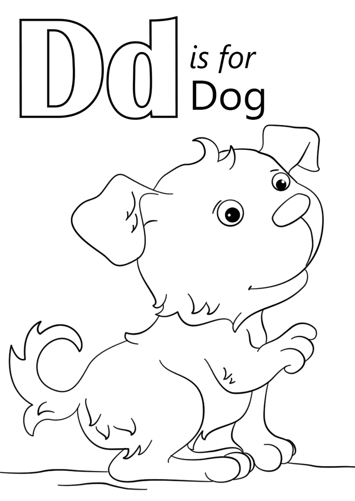 Letter D Is For Dog Coloring Page Md Coloring Page — Free Printable — free printable coloring page