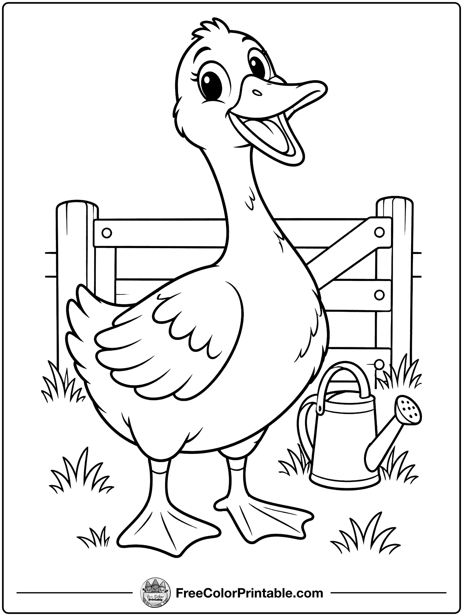 Goose by the Farm Gate Coloring Page — free color printable